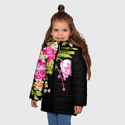 Куртка зимняя для девочки Букет цветов, цвет: 3D-красный — фото 2