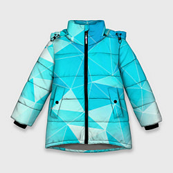 Куртка зимняя для девочки Легкие голубые блоки с градиентом, цвет: 3D-светло-серый