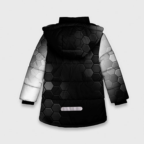 Зимняя куртка для девочки God of War glitch на темном фоне: надпись, символ / 3D-Черный – фото 2