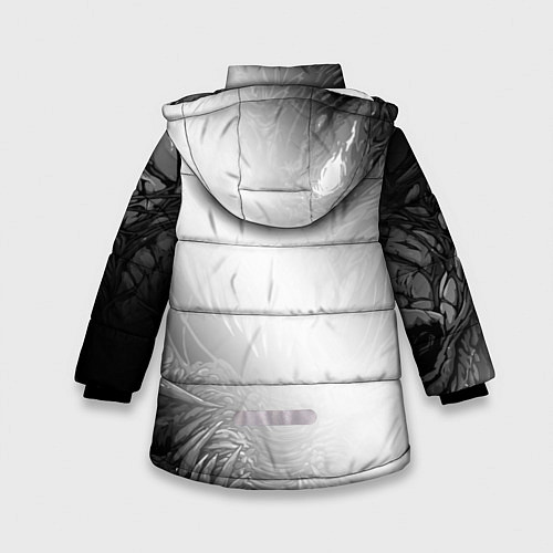 Зимняя куртка для девочки Free Fire glitch на светлом фоне: надпись, символ / 3D-Черный – фото 2