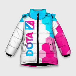 Куртка зимняя для девочки Dota neon gradient style: по-вертикали, цвет: 3D-черный