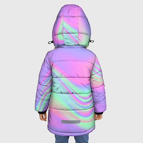 Зимняя куртка для девочки Цветные волны / 3D-Красный – фото 4