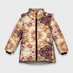 Зимняя куртка для девочки Цветы абстрактные розы