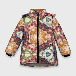Зимняя куртка для девочки Цветы абстрактные красные розы