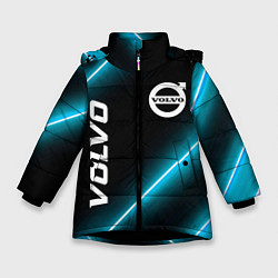 Куртка зимняя для девочки Volvo неоновые лампы, цвет: 3D-черный