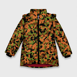 Зимняя куртка для девочки Камуфляж осенний лес мелкий