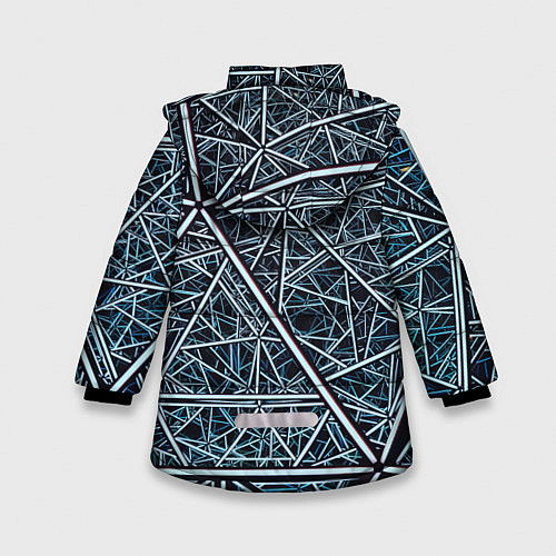 Зимняя куртка для девочки Абстрактное множество технологичных связей / 3D-Черный – фото 2