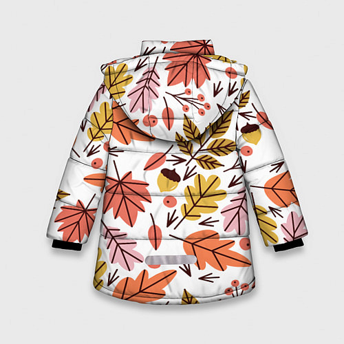 Зимняя куртка для девочки Осенний паттерн - листья / 3D-Черный – фото 2