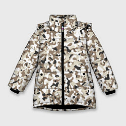 Куртка зимняя для девочки Камуфляж зима мелкий, цвет: 3D-черный