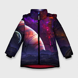 Куртка зимняя для девочки Бесконечное космическое пространство - Планета, цвет: 3D-красный