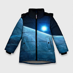 Куртка зимняя для девочки Яркая звезда над горизонтом - космос, цвет: 3D-светло-серый