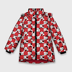 Куртка зимняя для девочки Кролики в красных шапках, цвет: 3D-красный