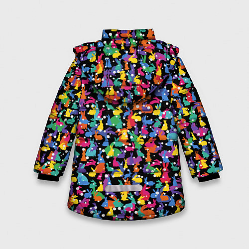 Зимняя куртка для девочки Разноцветные кролики / 3D-Черный – фото 2