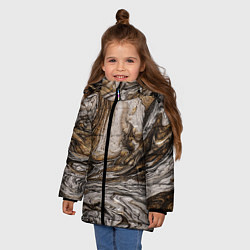 Куртка зимняя для девочки Золотистый мрамор, цвет: 3D-светло-серый — фото 2