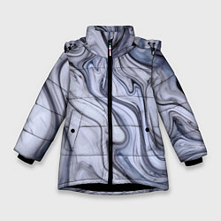 Куртка зимняя для девочки Чёрная акварель, цвет: 3D-черный