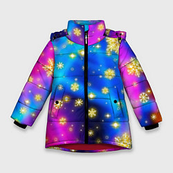 Зимняя куртка для девочки Снежинки и звезды - яркие цвета
