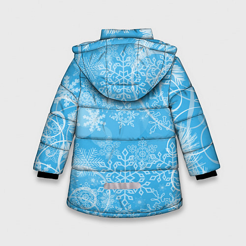 Зимняя куртка для девочки Морозный узор на голубом стекле / 3D-Черный – фото 2