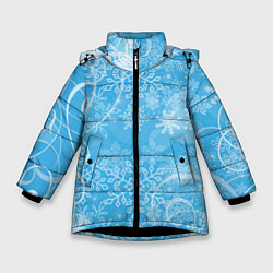 Зимняя куртка для девочки Морозный узор на голубом стекле