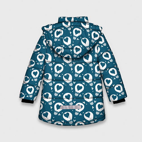 Зимняя куртка для девочки Воздушный шар и сердце / 3D-Черный – фото 2