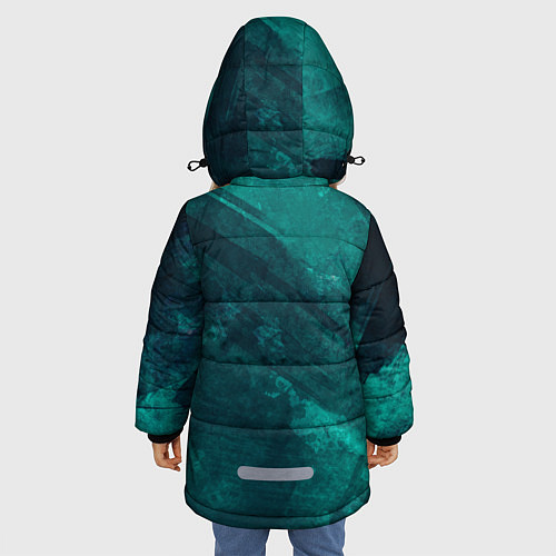 Зимняя куртка для девочки Бирюзовый гранж / 3D-Светло-серый – фото 4