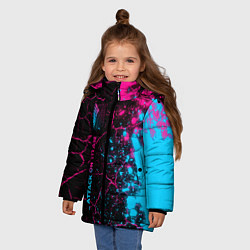 Куртка зимняя для девочки Attack on Titan - neon gradient: по-вертикали, цвет: 3D-черный — фото 2