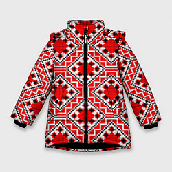 Зимняя куртка для девочки Белорусская вышивка - орнамент