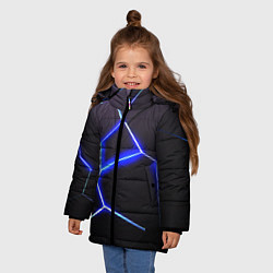Куртка зимняя для девочки Неоновый разлом плит, цвет: 3D-красный — фото 2
