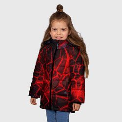 Куртка зимняя для девочки Кристаллы в красных нитях, цвет: 3D-черный — фото 2