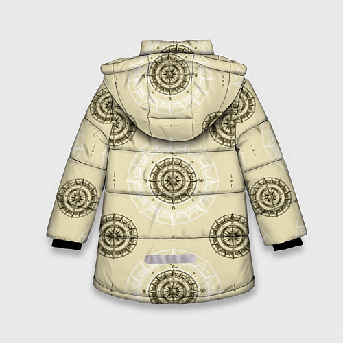 Зимняя куртка для девочки Винтажный компас / 3D-Черный – фото 2