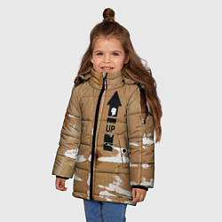 Куртка зимняя для девочки Стрелка вверх на рваном картоне - авангард, цвет: 3D-черный — фото 2