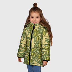 Куртка зимняя для девочки Винтажные ветви оливок, цвет: 3D-красный — фото 2