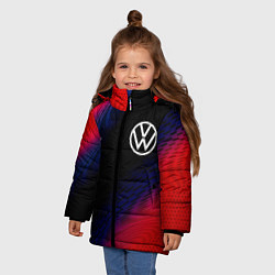 Куртка зимняя для девочки Volkswagen красный карбон, цвет: 3D-черный — фото 2