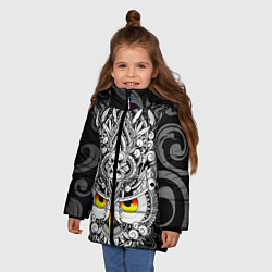 Куртка зимняя для девочки Сова с золотыми глазами, цвет: 3D-черный — фото 2