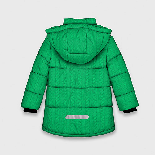 Зимняя куртка для девочки Зеленый вязаный свитер / 3D-Черный – фото 2