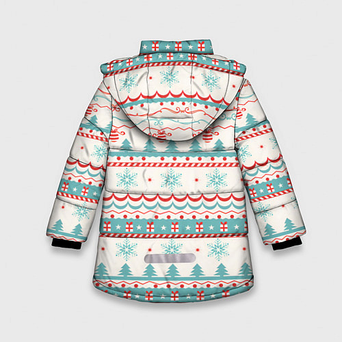 Зимняя куртка для девочки Новогодний свитер, но без оленей / 3D-Черный – фото 2