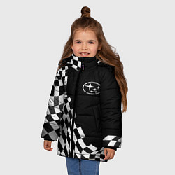 Куртка зимняя для девочки Subaru racing flag, цвет: 3D-черный — фото 2