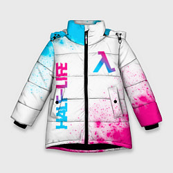 Куртка зимняя для девочки Half-Life neon gradient style: надпись, символ, цвет: 3D-черный