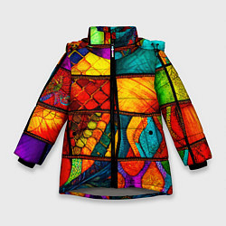 Зимняя куртка для девочки Лоскутная мозаика - пэчворк