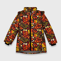 Куртка зимняя для девочки Хохлома-царица узоров, цвет: 3D-светло-серый