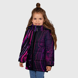 Куртка зимняя для девочки Фиолетовые линии песка во тьме, цвет: 3D-светло-серый — фото 2