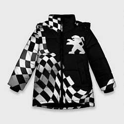 Куртка зимняя для девочки Peugeot racing flag, цвет: 3D-черный