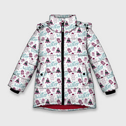 Куртка зимняя для девочки Паттерн Новогодний, цвет: 3D-красный