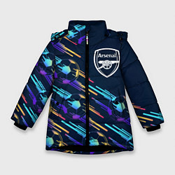 Куртка зимняя для девочки Arsenal градиентные мячи, цвет: 3D-черный