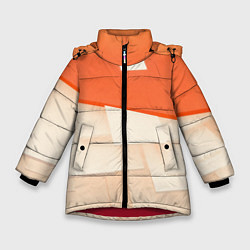 Куртка зимняя для девочки Абстрактные геометрические оранжевые и светлые фиг, цвет: 3D-красный