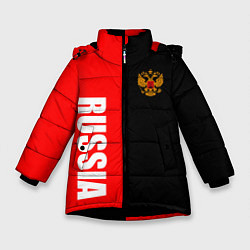 Куртка зимняя для девочки Россия: Черно-красный, цвет: 3D-черный