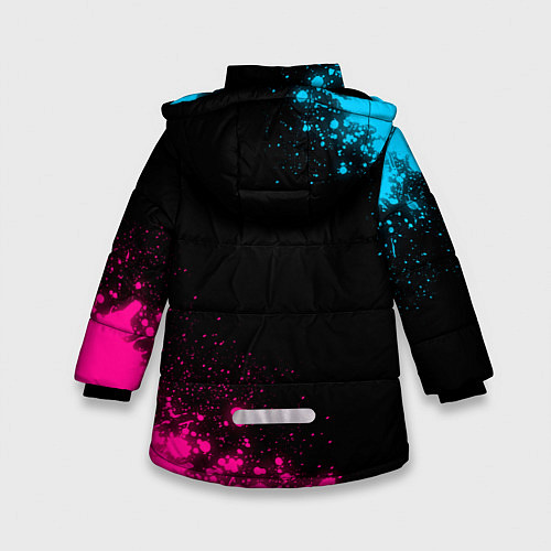 Зимняя куртка для девочки Valorant - neon gradient: надпись, символ / 3D-Черный – фото 2