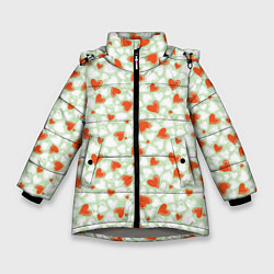 Куртка зимняя для девочки Сердце двуцветное, цвет: 3D-светло-серый