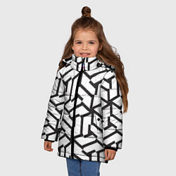 Куртка зимняя для девочки Чёрно-белый бесконечный лабиринт, цвет: 3D-красный — фото 2
