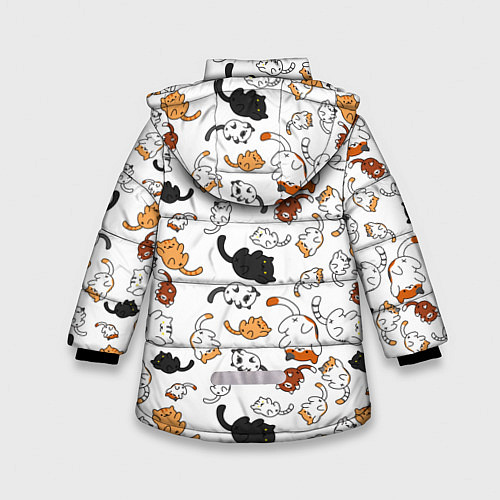 Зимняя куртка для девочки Вечеринка кошек / 3D-Светло-серый – фото 2
