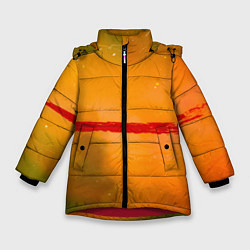 Куртка зимняя для девочки Оранжевый туман и красная краска, цвет: 3D-красный